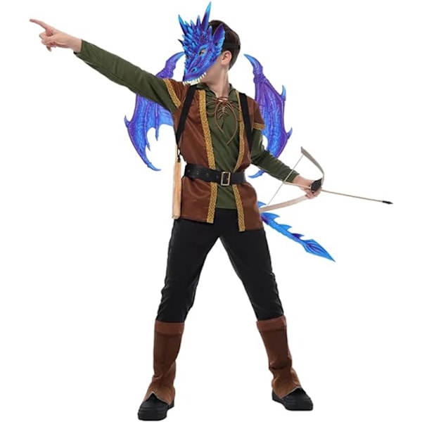 Drakdräkt för barn pojkar flickor, CRTEPST drake vinge svans mask set, Halloween dinosaurie cosplay set för barn (lila)