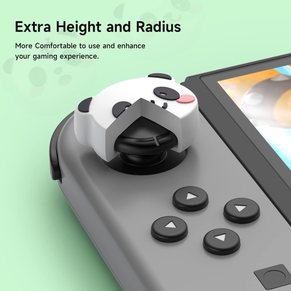 Tumgrepp för Nintendo Switch, Söta Joystick-överdrag med 3D- cover Mjukt bedårande silikon Analog 4-st Kit för Switch/OLED/Lite, Panda