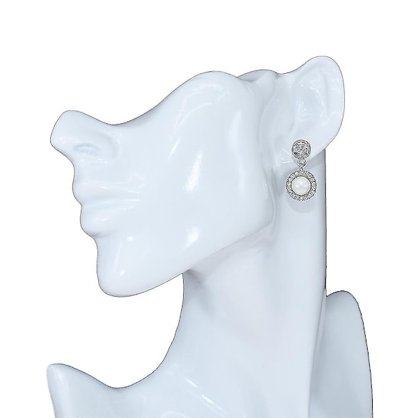 Runda Pärlor med Rhinestone Kristall och Stor Kubisk Zirkon Bling Bling Hängande Örhängen Bröllopsörhängen Silverpläterad Legering Örhängen