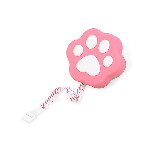 Mini Kattfot-formad Infällbar Kroppsmåttband med Tryckknapp Infällbar Kropp Rosa Pink 1pc