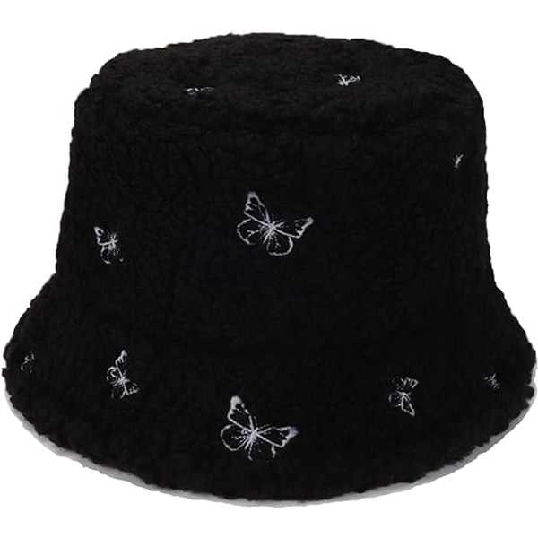 Vinter Plys Fuzzy Bucket Hat Kunstig Pels Shearling Fiskerhatte til Kvinder