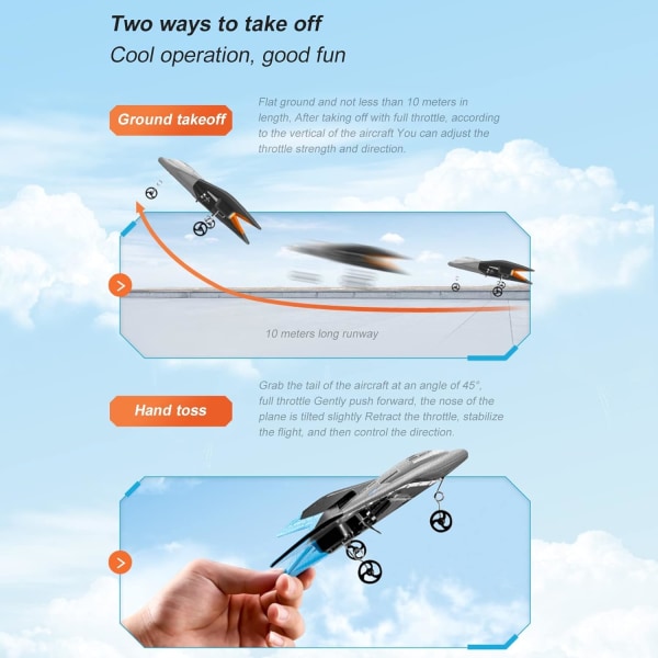 2,4 GHz Deltavingefly med LED-lys, indbygget gyrostabiliseringssystem, EPP-skummateriale fastvingefly, velegnet til begyndere (blå)