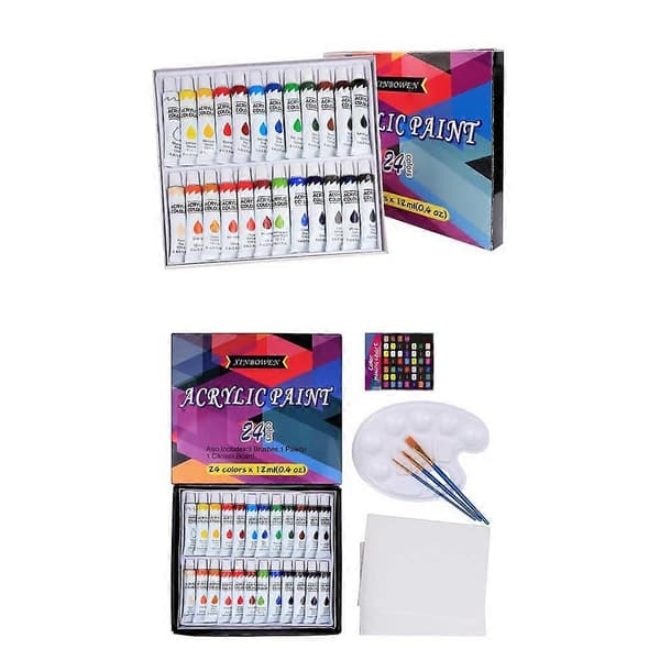 Akrylfärgset 24 färger Akrylfärg DIY Pigment Målarverktyg
