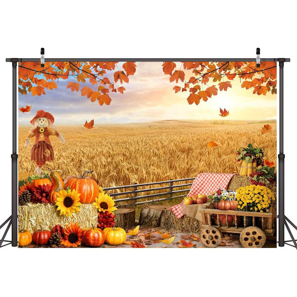 7X5FT Høst Bakgrunn Høst Thanksgiving Foto Bakgrunn HøstBakgrunn Høst Gresskar Høst Thanksgiving Høy Bakgrunn BabyShower Bursdagsfest Dekor
