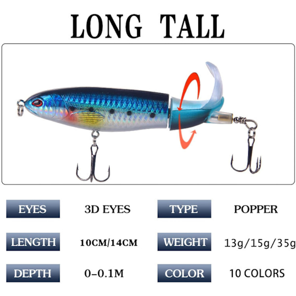 1 stk. 35g Bait Propeller Overflade Traktor Blyant Plast Hård Bait Imitation Falsk Bait Imitation Fiskegrej Produkter