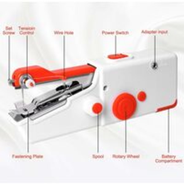 Bærbar symaskin, bærbar mini elektrisk symaskin for voksne, rask søm egnet for klær, stoffer, hjemmereiser DIY
