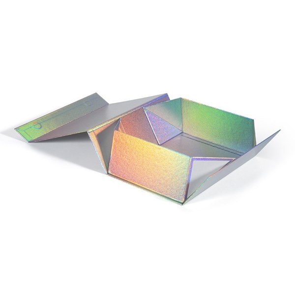 Magnetiske gaveesker med lokk (1 stk), 33x25x12 cm Store gaveesker, holografisk sølv Luksuriøs og sterk Laser fine pear lines 230x160x80mm