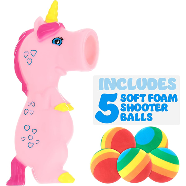 Klemme og lancer enhjørning legetøj med skumbolde inkluderet - Animal Ball Shooting Squishy Toy, Angstlindring Genstande Sensoriske Legetøj Klemme Legetøj