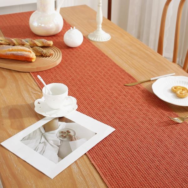 Rustik höst bordslöpare med tofsar, Boho Farmhouse Thanksgiving bordslöpare 72 tum lång, bröllop och matbord dekor, 13x72 tum