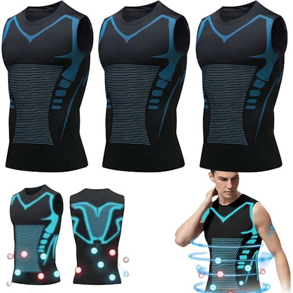 Vitaboost Vest Kompressions T-shirt, Maynox Vita Bboost Vest, Shapewear Vest Version Ionisk Formende Ærmeløs T-shirt Mænd Behagelig Åndbar Black M