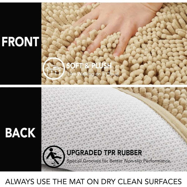 Badmatter, 17\"x24\", Sklisikre badmatter for bad, absorberende dusjmatter, mykt chenille badteppe, lite badmatte gulvmatte for badekar