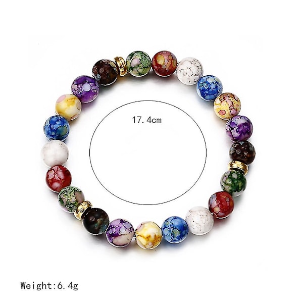 Färgglada Pärlor Regnbåge Healing Crystal Chakra Yoga Hologram Armband För Kvinnor