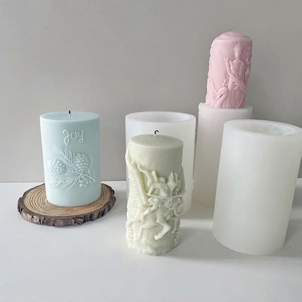 Relief Duftlysform Silikoneforme til Fremstilling af Lys DIY Cylindrisk Duftlysform Harpiksforme Indretning