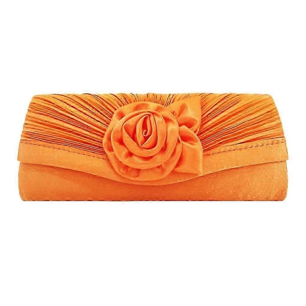 Satin Clasp Taske til kvinder - Moderigtig og klassisk håndtaske til bryllupper Sorte Clasp Tasker til kvinder Skuldertaske WSLIHV orange