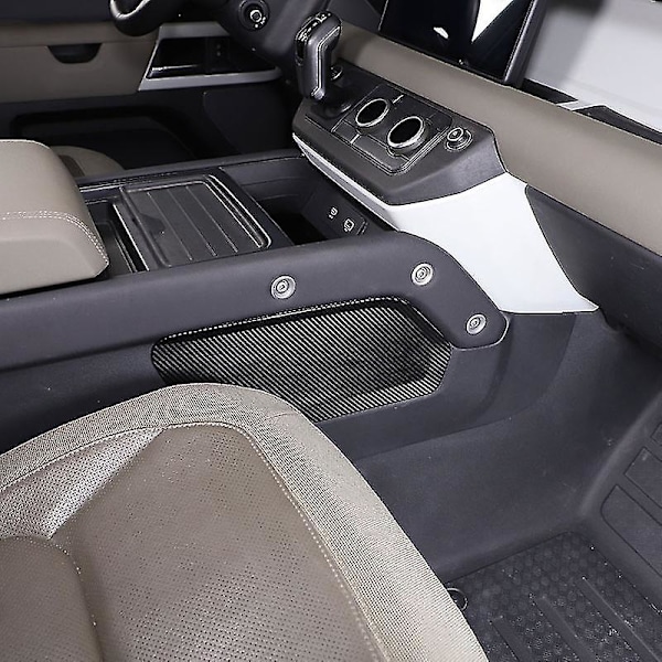 Til Land Rover Defender 90 110 130 20-23 Bil Central Kontrol Opbevaringsboks Partition Dekoration Trim Abs 2 stk Kulfiber Black