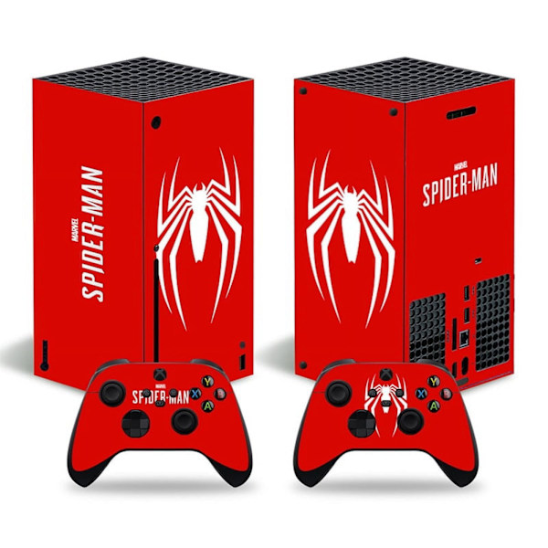 Spider Man Xbox Series X självhäftande skin - Kompatibel med XSX - Omslag för att anpassa konsolen - Avtagbar vinylfilm - HD-kvalitet (röd) Style08