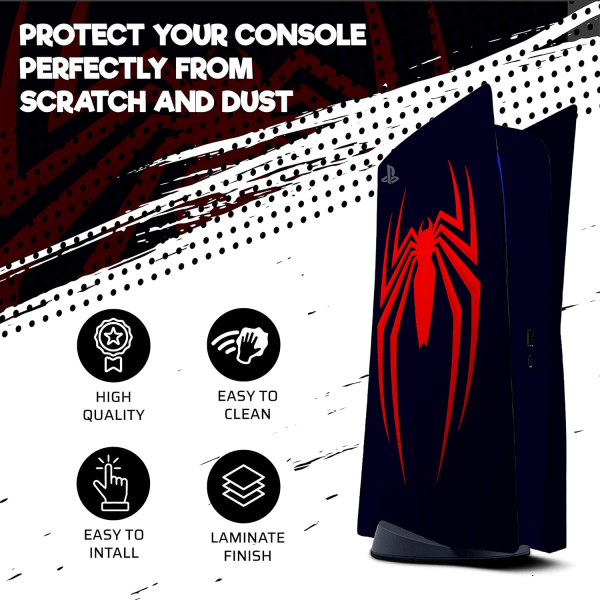 Ps5 Skin rød Spider Beskyttende wrap Cover Vinyl Sticker Decals til Sony Playstation 5 Disk Version Konsol og To Dual Sense 5 Sticker Skins, Miles