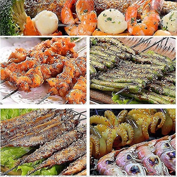 50 st grillspett i rostfritt stål med rör