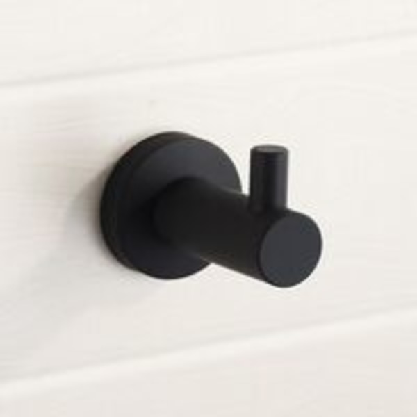 Triomphe Hook 304 Rustfritt Stål Perforert Gratis Håndkleholder Baderom Badekåpe Krok Garderobe Kåpe Krok Metall, Svart Sett med 2