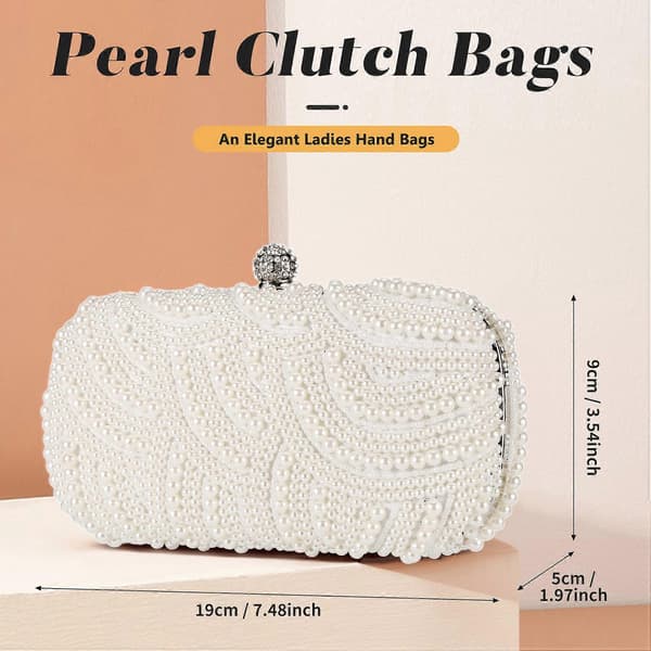 Perleclutch-tasker Damepung Dametasker Aftentasker til fest Bryllup Perlemoderne Clutch-tasker - Hvid White