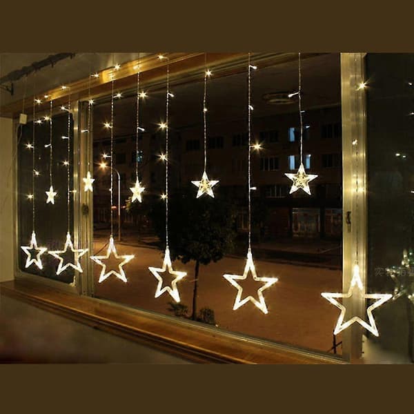 LED lyslenke 12 stjernegardin LED lysgardin jul varmhvit