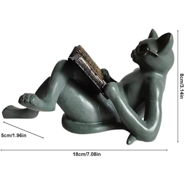 Harpiks Katteskulptur, Sød Læsende Bog Kat Statue, Harpiks Ornamenter med Briller, Dekorativ Kat Statue til Hjem Stue Kontor