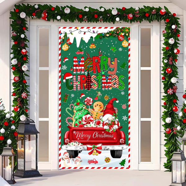 Jule Dør Cover Merry Grinchmas Font Veranda Skilt Vinter Nytår Jul Juledekorationer og Tilbehør til Hjemmefest