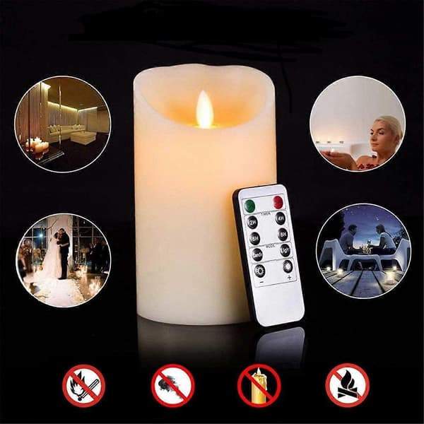 LED Candles with Flickering Flame, Rechargeable Candles, Real Wax Candles with Remote Control, Electronic