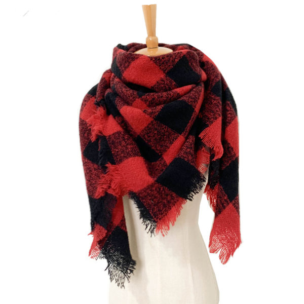Modevinter Varm Stor Rutig Pläd Sjal Halsduk SJ-34#red 135x135x200cm