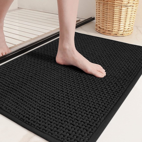 Chenille badrumsmattor - halkfria, absorberande, snabbtorkande, tunna, maskintvättbara - 16\"x24\" små badrumsmattor för badrumsgolv