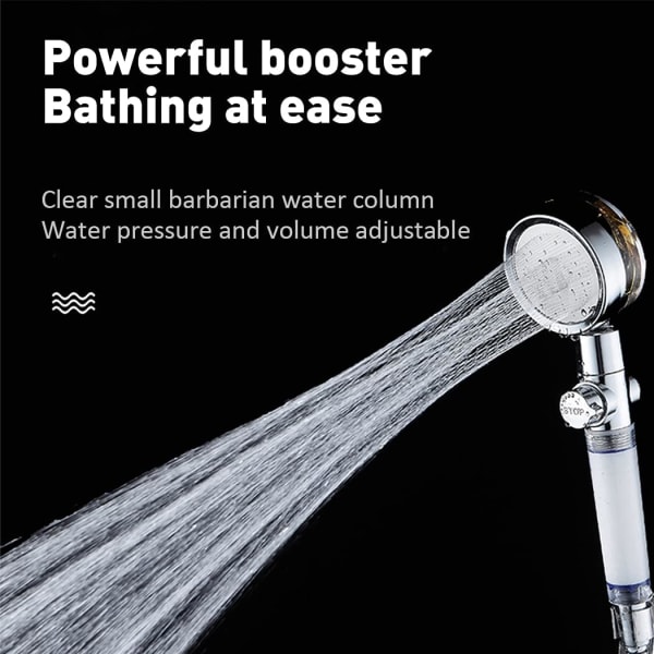 Høytrykks håndholdt dusjhode med filtre Vortex hydro jet Turbo Propeller 360 grader roterende enkel installasjon (I-Blå)