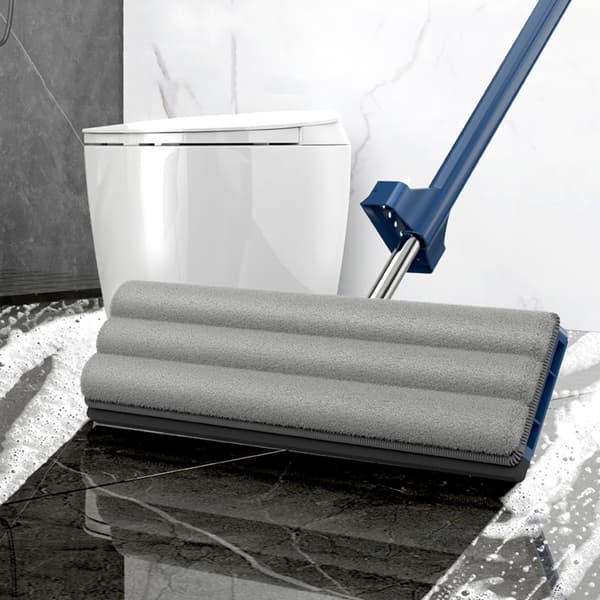 Roterbart hode bredd flat mopp Arbeidsbesparende rengjøringsmopp for hjem i stuen Blue 4 mop pads