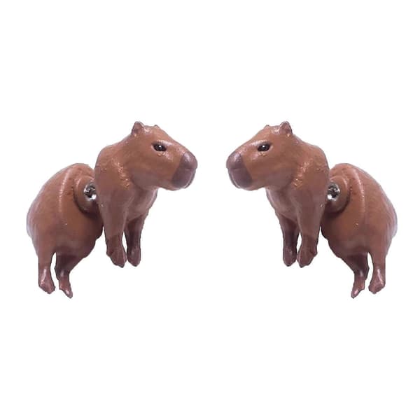 Håndmalte Capybara-øredobber 3D-printet 1 par Capybara-øredobber som gave til Capybara-elskere