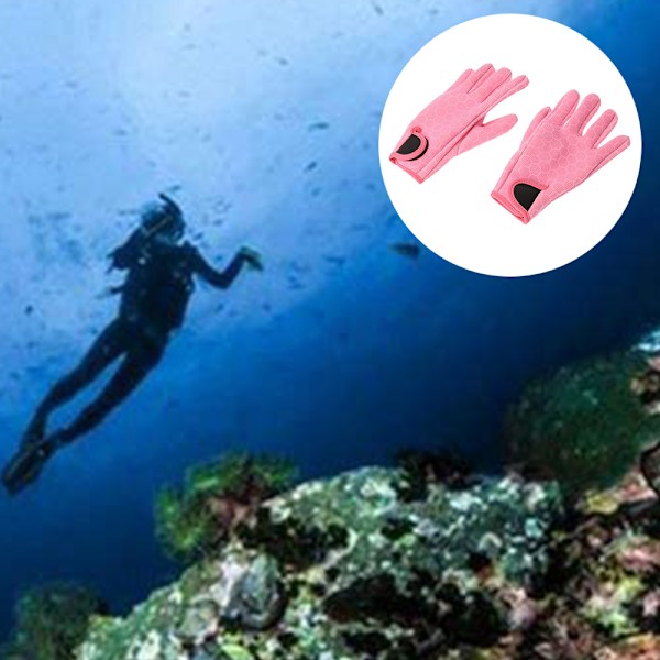 1,5 mm neopreeni sukellus hanskat liukumattomat märkäpuvun hanskat miehille naisille vesihanskat sukellukseen snorklaukseen - Pinkki M