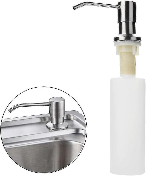 Sæbedispenser til køkkenvask, indbygget 300 ml flydende dispenserflaske til badeværelse køkken opvask lotion