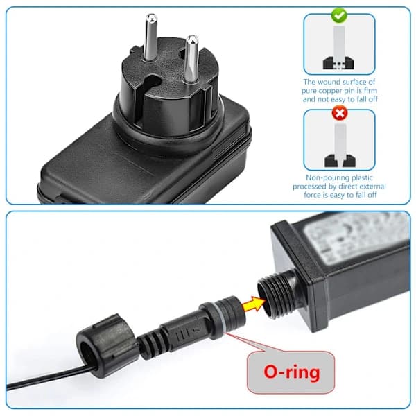 2 pcs transformer 220V 12V IP44 waterproof power supply 24W 2A AC adapter LED transformer for Christmas lights string lights