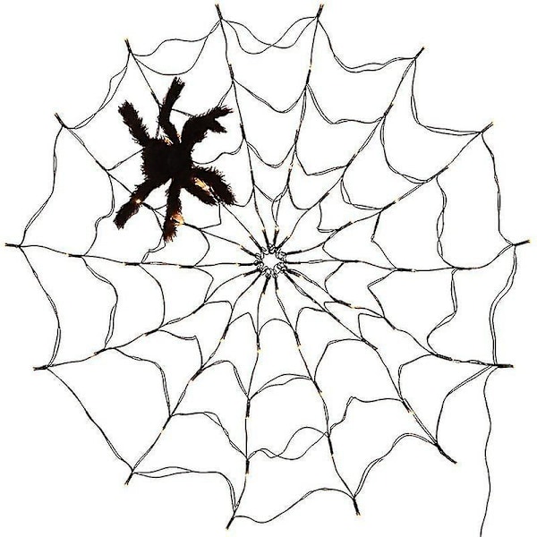 Hämähäkinseittivalot pehmohämyllä Halloween-koristeisiin, 60 LEDiä (lämmin valkoinen) (1 kpl)