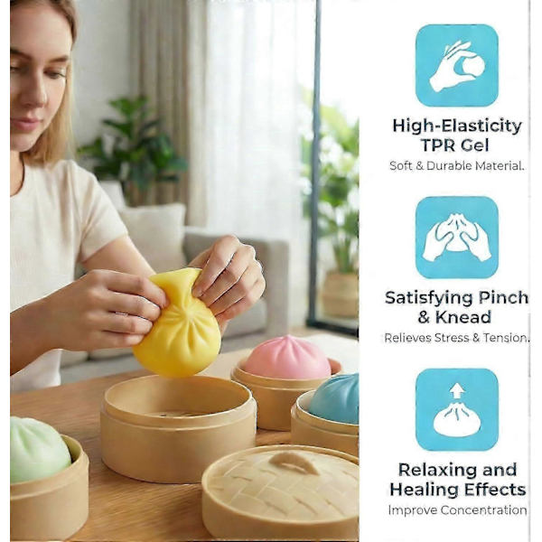 2 st Squishy Dumpling Mystery Dumpling Squishy, Dumplingsleksak för stresslindring