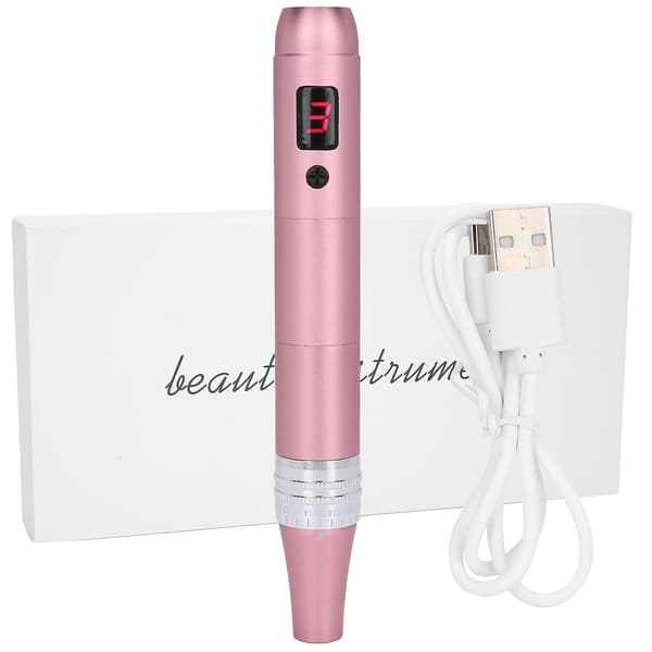 Professionell Derma Pen Mikronål 3 Växlar Justering Anti-Aging Terapi Hudapparat Rosa