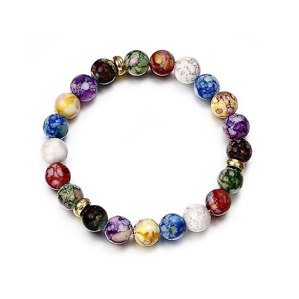 Färgglada Pärlor Regnbåge Healing Crystal Chakra Yoga Hologram Armband För Kvinnor