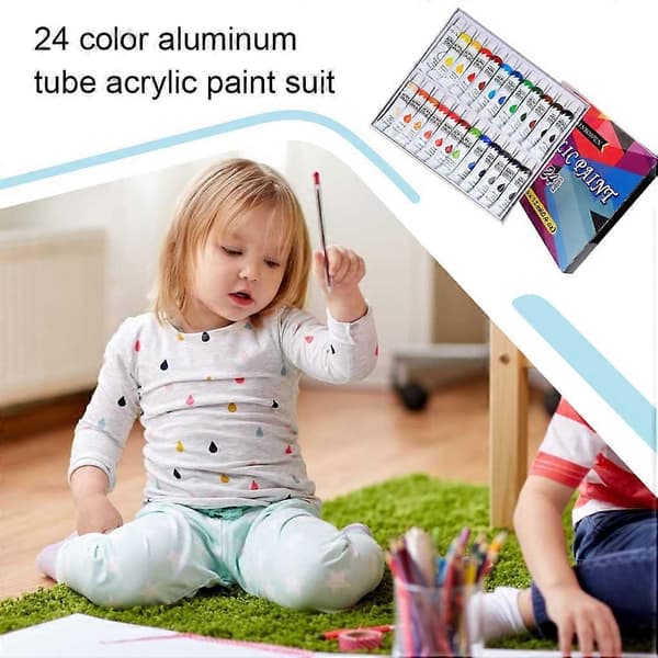 Akrylfärgset 24 färger Akrylfärg DIY Pigment Målarverktyg