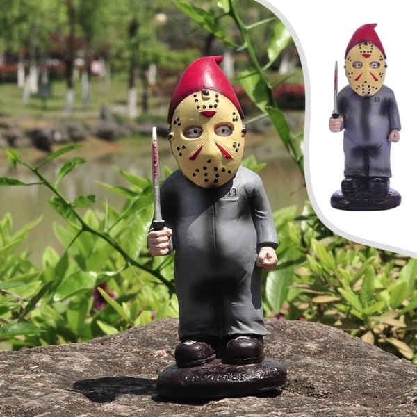 Killer Garden GNOME Græsstatue Sjov Dværg Skulptur Elf Harpiks Mini Figur Ornament Dekoration Kæmper Sjov Sjov GNOME