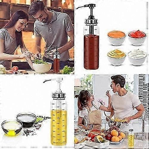 2-pack 500 ml glasdispenserflaskor för olja, honung, dressing, ketchup, läckagesäkra klämflaskor för köksbruk