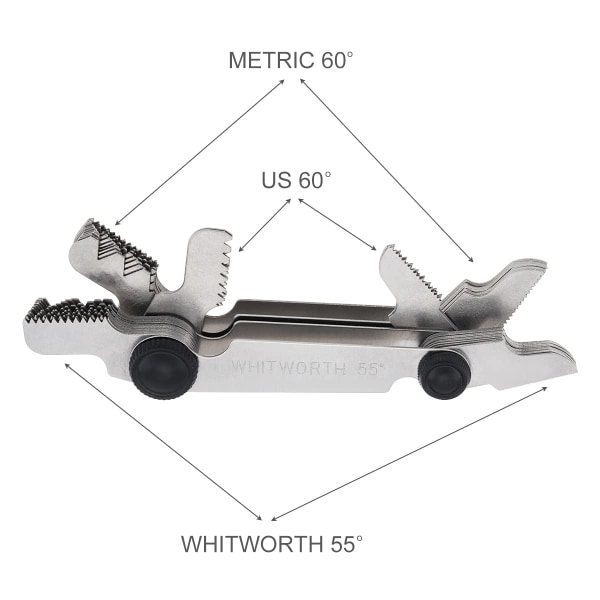 Metrisk & Imperial & US skruvmätare SAE Whitworth 55 grader & Metrisk 60 grader & & US 60 grader gängstigning för industriell mätning