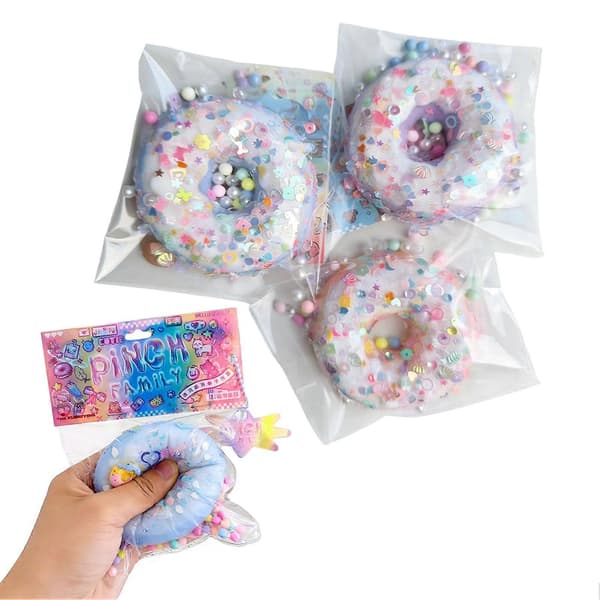 Paillet-donut-legetøj – Klem for angstlindring Pink A