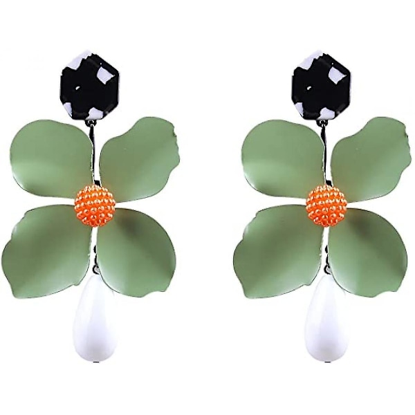 Legering Blomdrop Resin Halsband Örhängen Kvinnor Flickor Grön