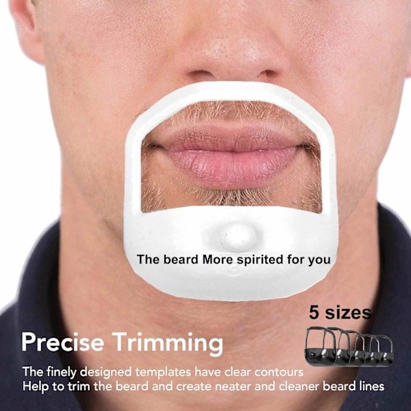 Barbermal for menn, 5 stk. Skjeggbarbermal 5 Størrelser Presis Trimmeskjegg Formingsstyling Guide Shaper Perfekt for hårfestelinje, kanting White