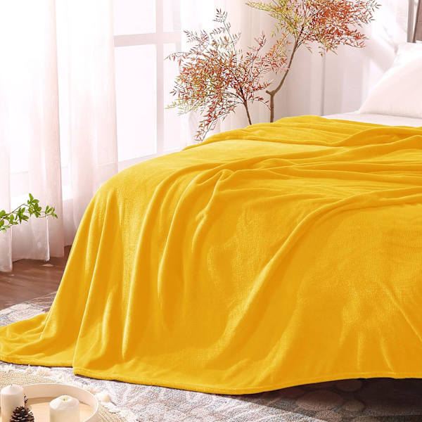 Fleece tæppe sort tæpper til sofa og seng, plys hyggeligt fuzzy tæppe 50\" x 60\", super blødt og varmt tæppe til efterår og vinter