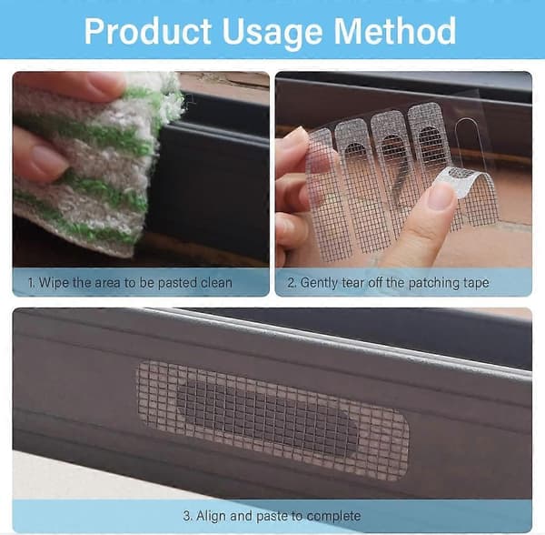20 Sheets Mosquito Net Repair Kit, Insect Net Self-Adhesive Velcro