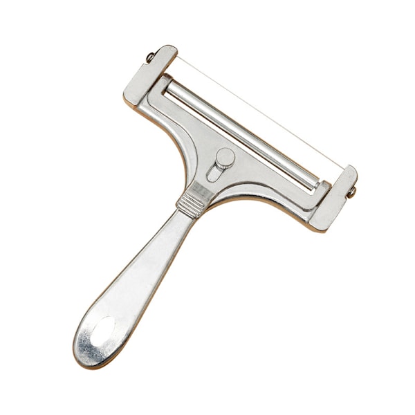 Osteskærer med rulle og skæretråd, variabel skæretykkelse, rustfrit stål/aluminium, retro design, roterende skive, sølv
